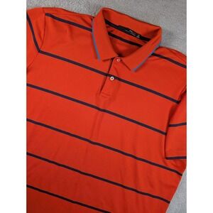 RLX Ralph Lauren Mens XXL Orange Navy Striped Bellagio Golf Polo Shirt XXL‎